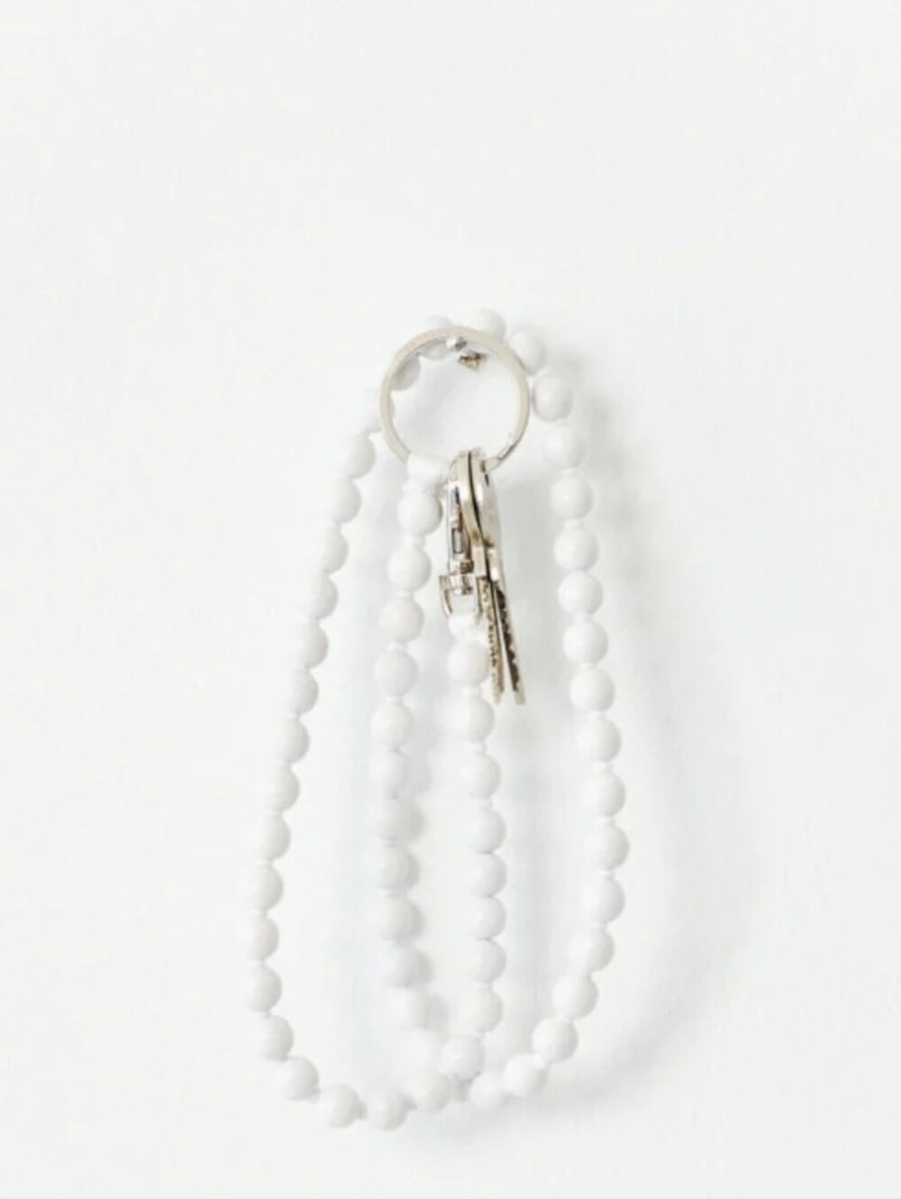 Ina Seifarr Beaded Keychain with White Beads Perlan